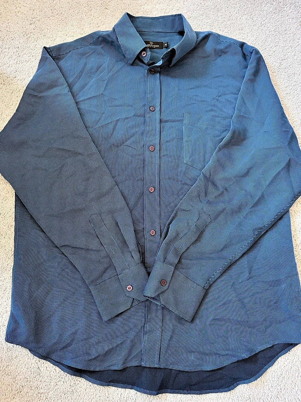 Bugatchi Striped Button Down in Blue XL